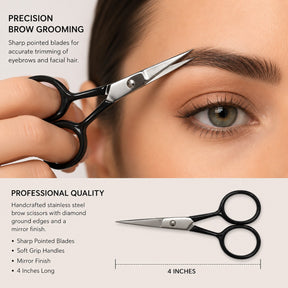 Professional Stainless Steel Brow Scissors with Diamond Ground Edges