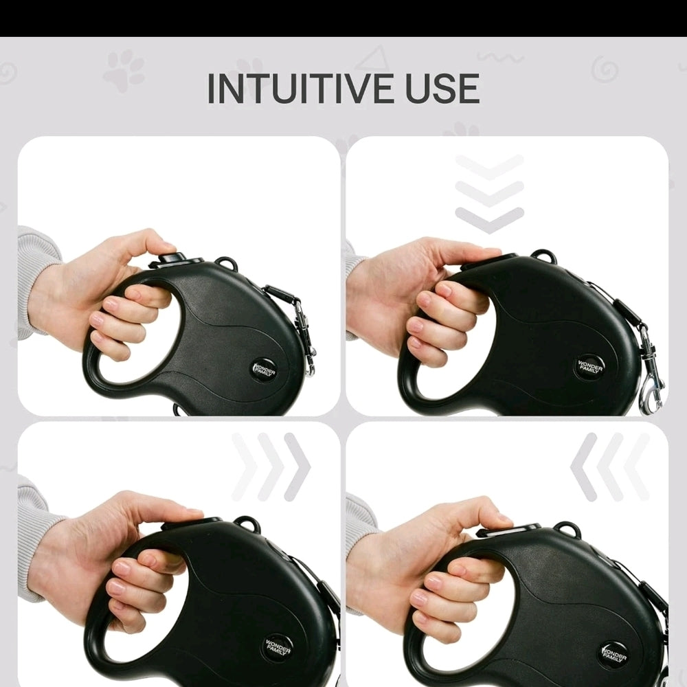 Retractable Dog Leash with Foldable Water Bowl, Poop Bags, and Reflective Strap - Medium