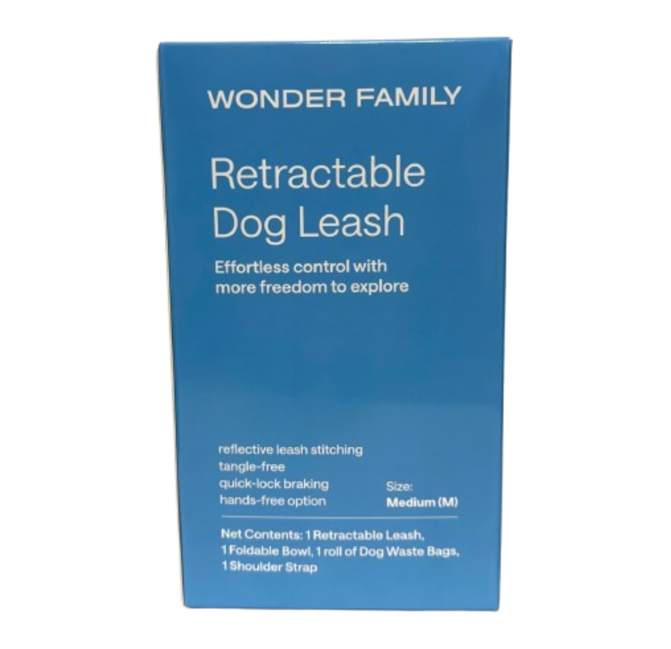 Retractable Dog Leash with Foldable Water Bowl, Poop Bags, and Reflective Strap - Medium