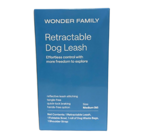 Retractable Dog Leash with Foldable Water Bowl, Poop Bags, and Reflective Strap - Medium