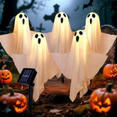 Set of 5 Solar Halloween Ghost Lights - Outdoor Ground Stake Decor