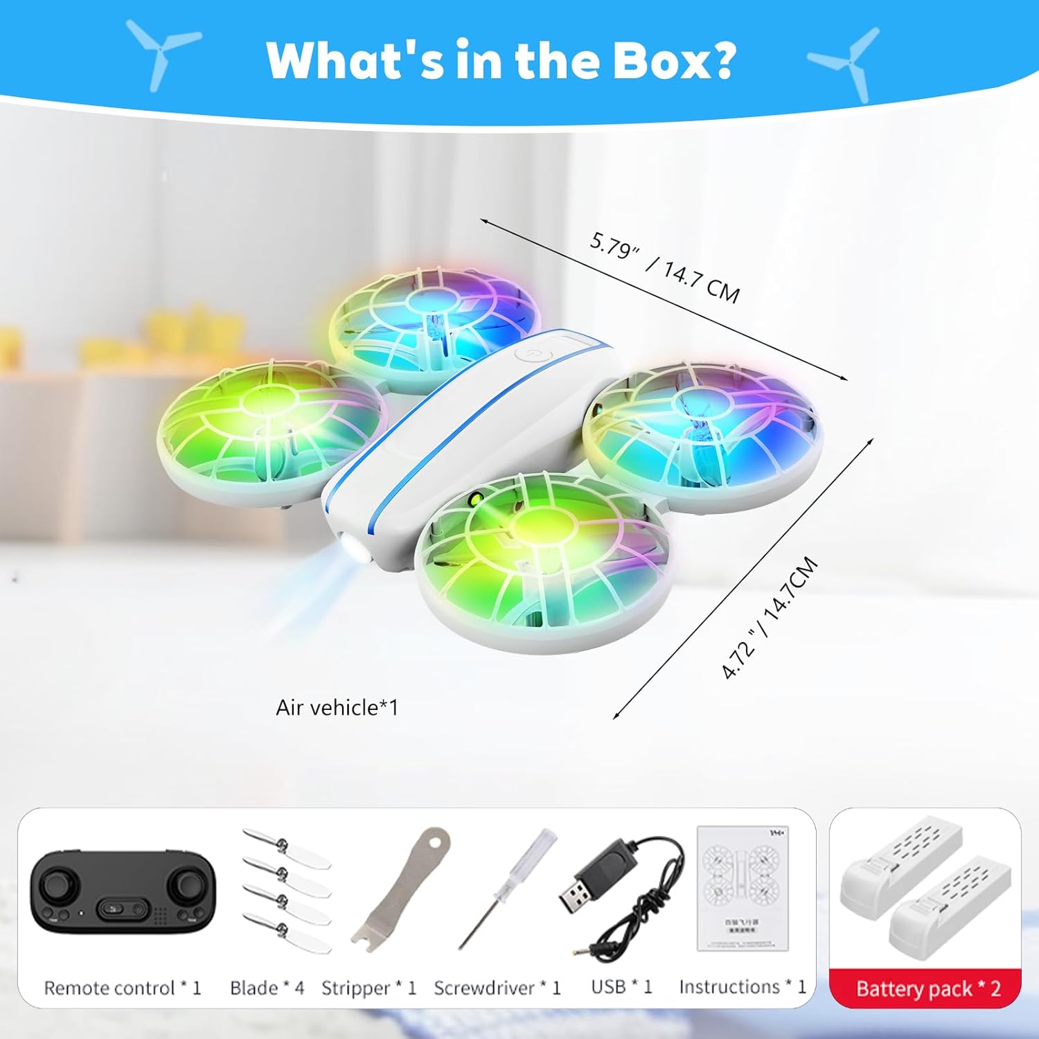 Small RC Quadcopter Drone with Lights, 3D Flip & Altitude Hold