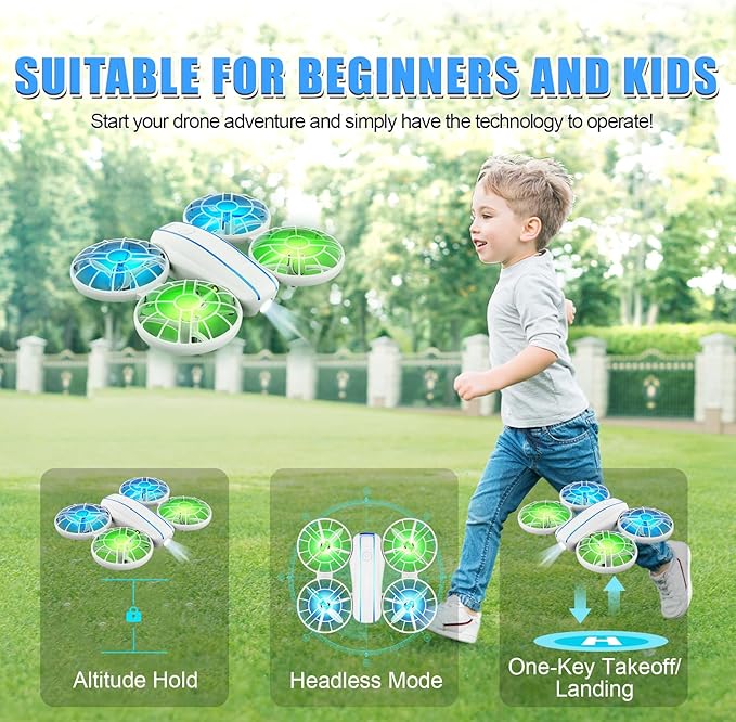 Small RC Quadcopter Drone with Lights, 3D Flip & Altitude Hold