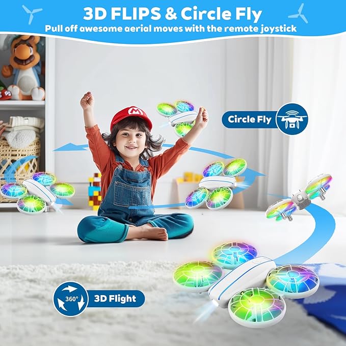 Small RC Quadcopter Drone with Lights, 3D Flip & Altitude Hold