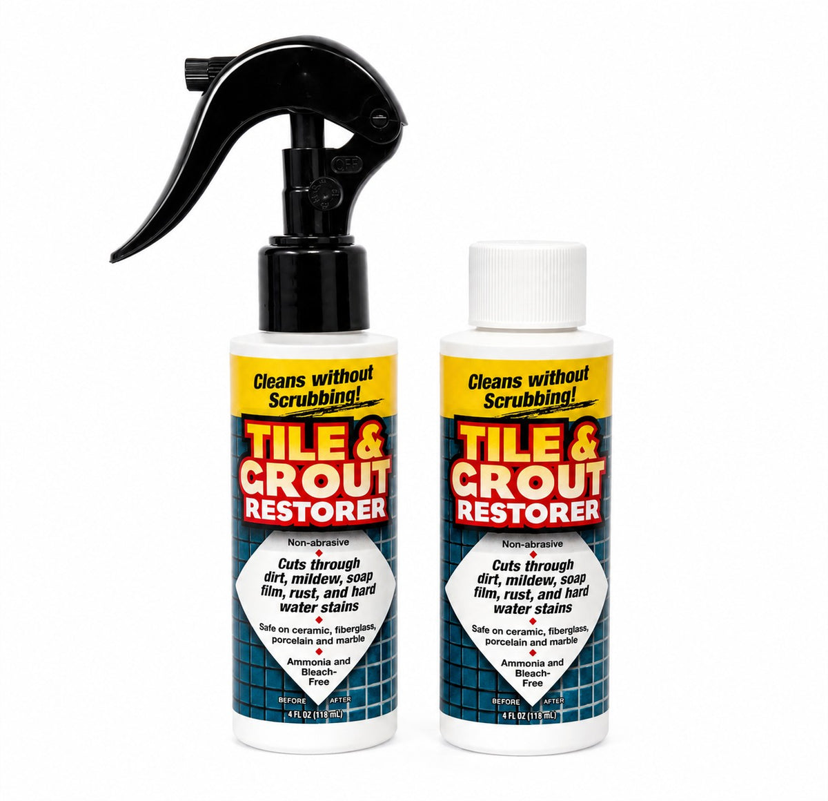 Tile and Grout Restorer Cleaner - 2 Pack (4 fl oz Each) with Spray Top