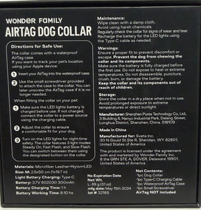 Waterproof LED Dog Collar with AirTag Holder - Medium