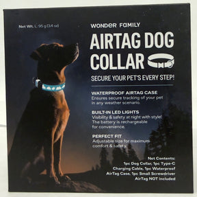 Waterproof LED Dog Collar with AirTag Holder - Size Large