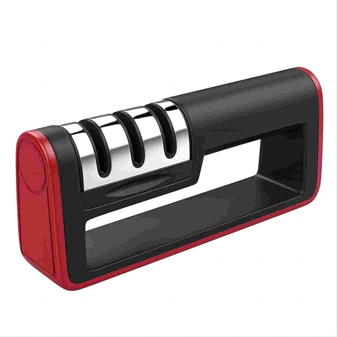 3-Stage Kitchen Knife Sharpener System - Coarse, Medium, and Fine Slots