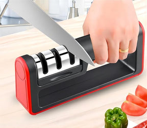 3-Stage Kitchen Knife Sharpener System - Coarse, Medium, and Fine Slots