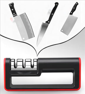 3-Stage Kitchen Knife Sharpener System - Coarse, Medium, and Fine Slots