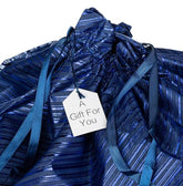 Extra Large Festive Metallic Blue Striped Gift Bag - 36 x 44 inches