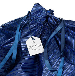 Extra Large Festive Metallic Blue Striped Gift Bag - 36 x 44 inches