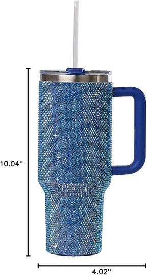 Grenada 40oz Rhinestone Stainless Steel Tumbler with Handle & Straw - Pacific