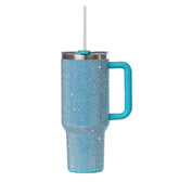Grenada 40oz Rhinestone Stainless Steel Tumbler with Handle and Straw - Turquoise