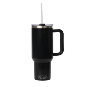 Cayman 40 oz Stainless Steel Tumbler with Handle, Lid, and Straw - Black