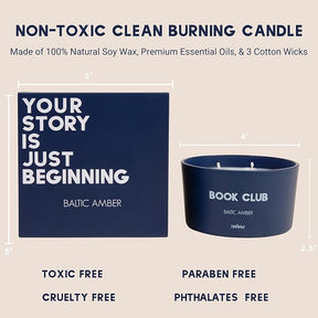 Baltic Amber 3-Wick Scented Candle - 8 oz Book Club Candle