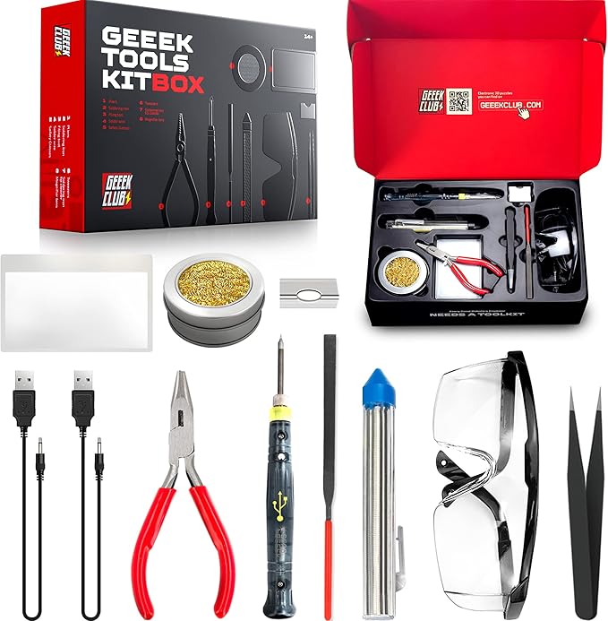 Geeek Tools 9-Piece Soldering Iron Kit with Storage Box