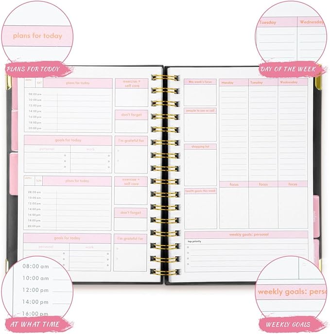 Joucien Weekly Goal Planner - High Quality Aqua Spiral Notebook