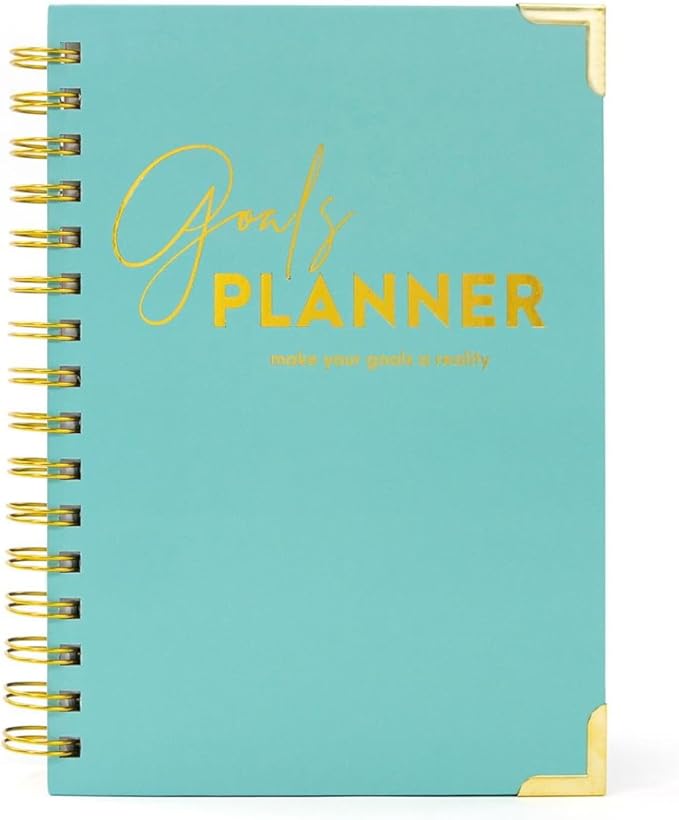 Joucien Weekly Goal Planner - High Quality Aqua Spiral Notebook