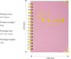 Joucien Weekly Goal Planner - High Quality Pink Spiral Notebook