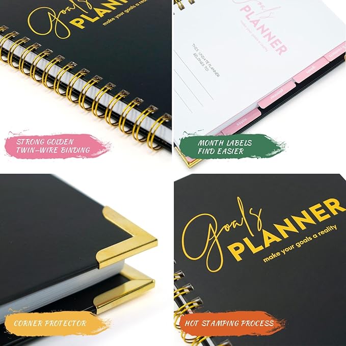 Joucien Weekly Goal Planner - High Quality Pink Spiral Notebook
