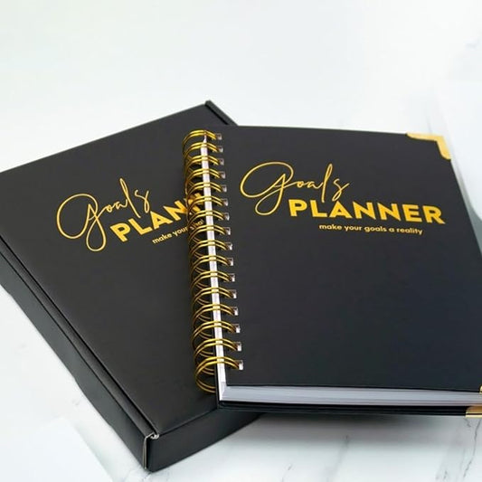 Joucien Weekly Goal Planner - Black Spiral Notebook - High Quality Stationery