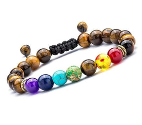 Natural Tiger Eye Beaded Bracelet - Multiple Colors