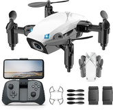 Foldable White Camera Drone with Voice and Gesture Control - 2 Batteries