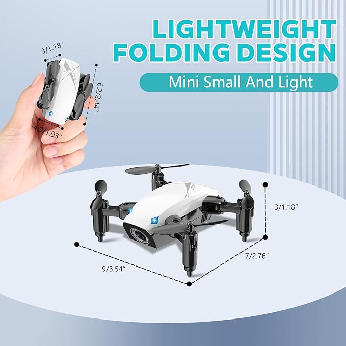 Foldable White Camera Drone with Voice and Gesture Control - 2 Batteries