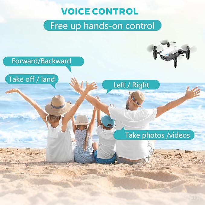 Foldable White Camera Drone with Voice and Gesture Control - 2 Batteries
