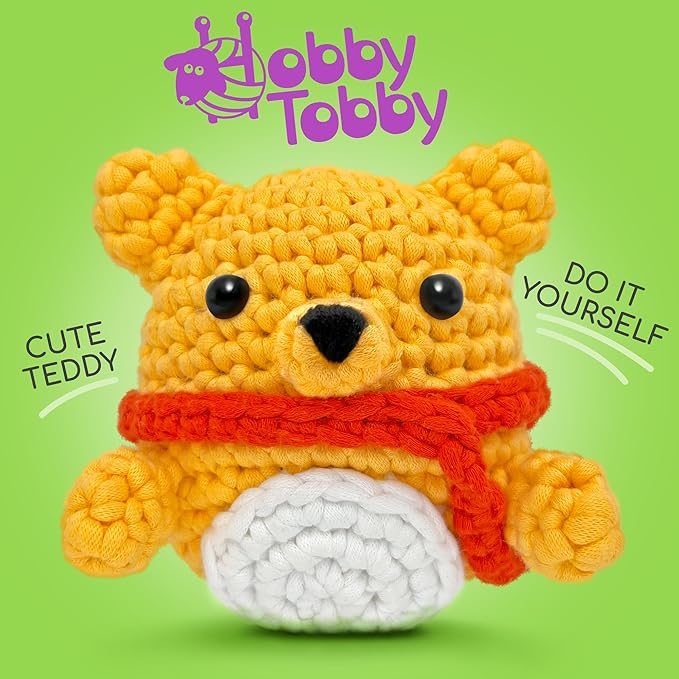 HobbyTobby Beginner Crochet Kit - Bear Amigurumi Craft Set