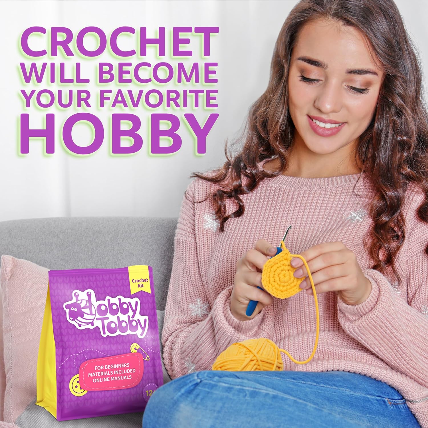 HobbyTobby Beginner Crochet Kit - Bear Amigurumi Craft Set