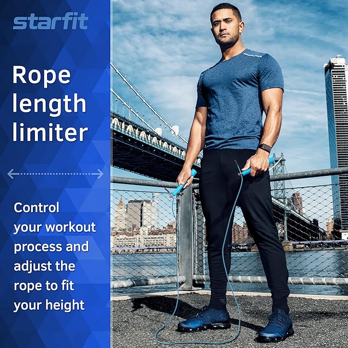 StarFit Premium High-Speed Jump Rope with 360-Degree Ball Bearings and Adjustable Cable