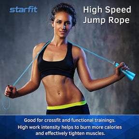 StarFit Premium High-Speed Jump Rope with 360-Degree Ball Bearings and Adjustable Cable