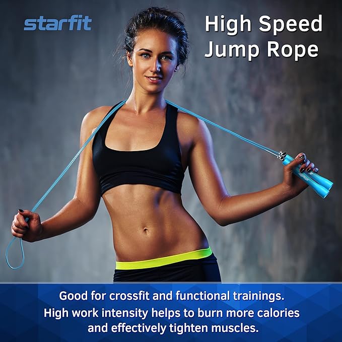 StarFit Premium High-Speed Jump Rope with 360-Degree Ball Bearings and Adjustable Cable