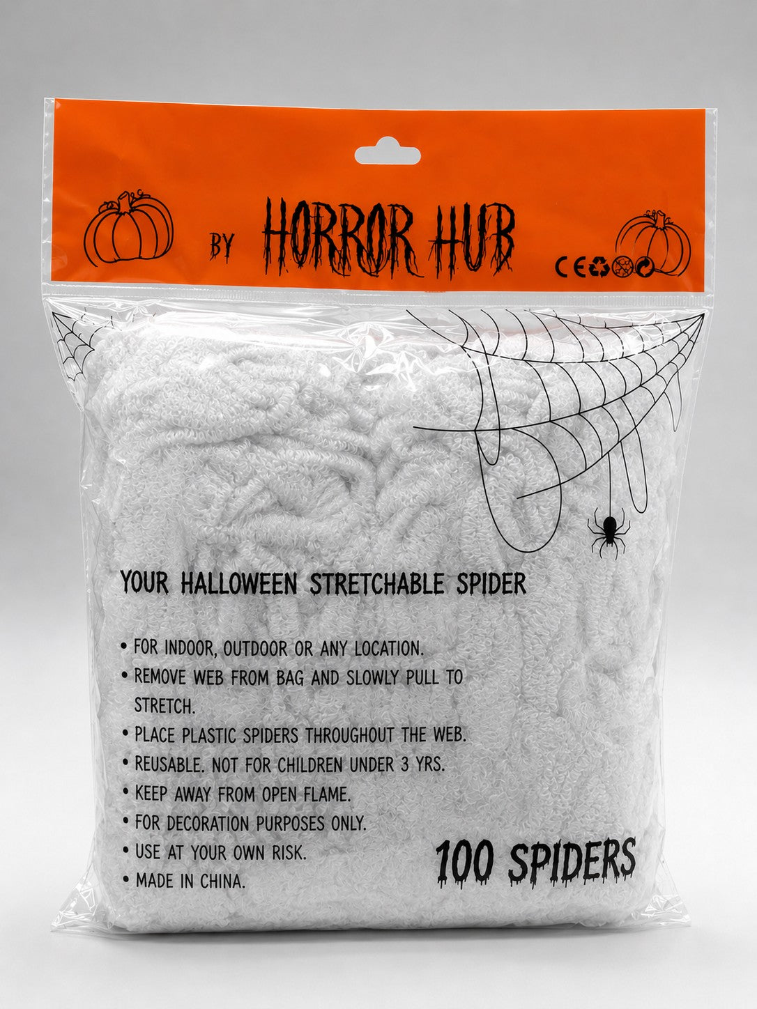 Halloween Decor: 1400 SQ FT Spider Web with 100 Fake Spiders