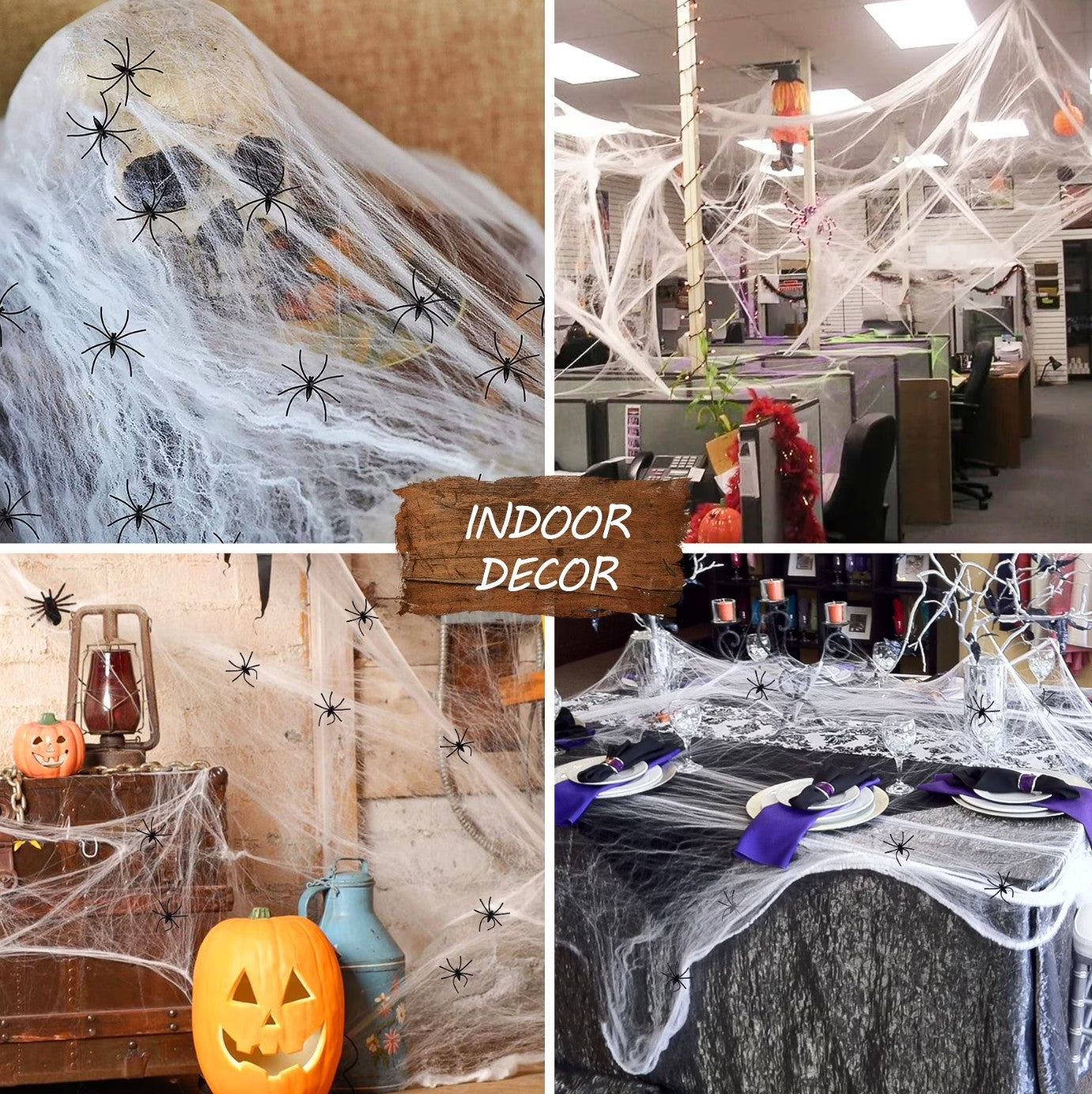 Halloween Decor: 1400 SQ FT Spider Web with 100 Fake Spiders