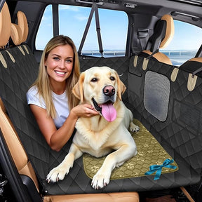 Waterproof Dog Car Seat Cover with Hard Bottom Inserts and Mesh Window