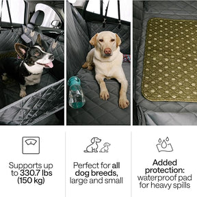 Waterproof Dog Car Seat Cover with Hard Bottom Inserts and Mesh Window