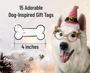 K-Kraft Festive Dog Wrapping Paper Set - 12 Sheets with Gift Tags