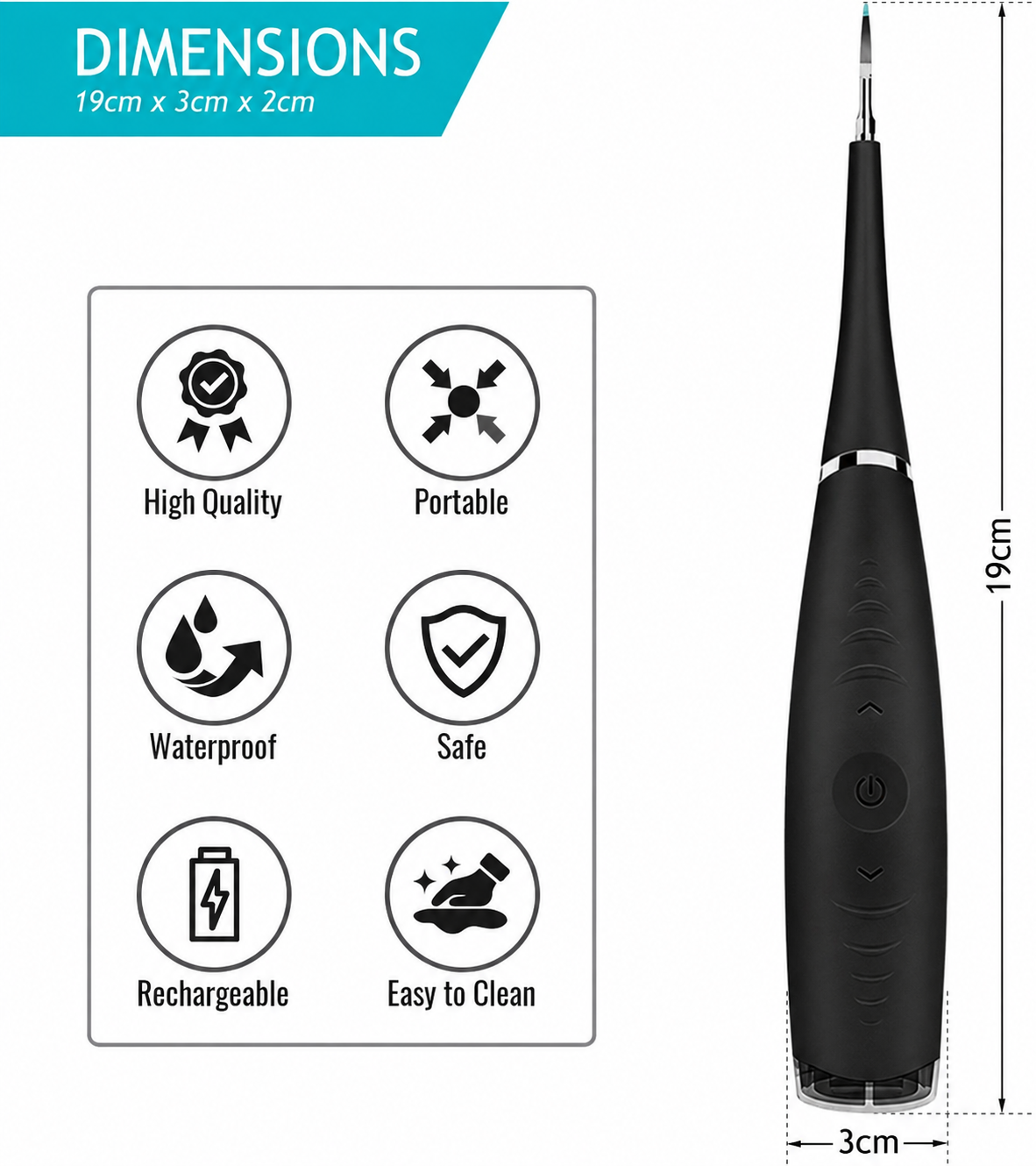 Dental Calculus Remover with USB Charging & Mirror – 5-Speed Tartar & Plaque Cleaner