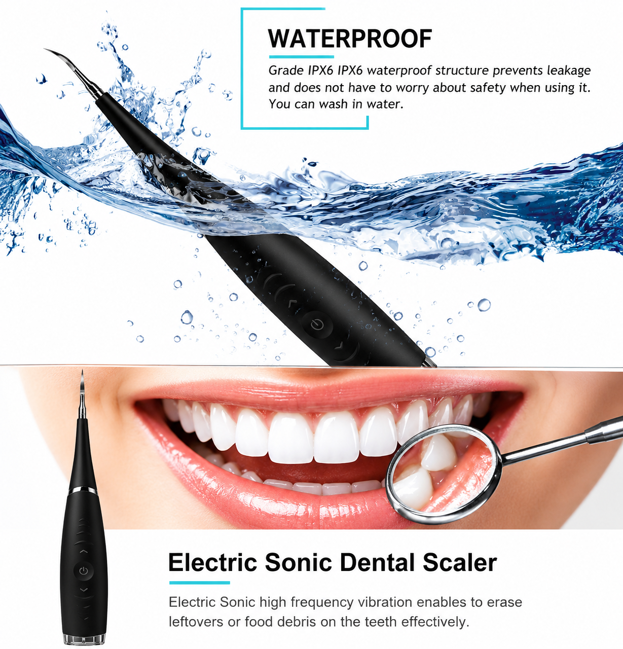 Dental Calculus Remover with USB Charging & Mirror – 5-Speed Tartar & Plaque Cleaner