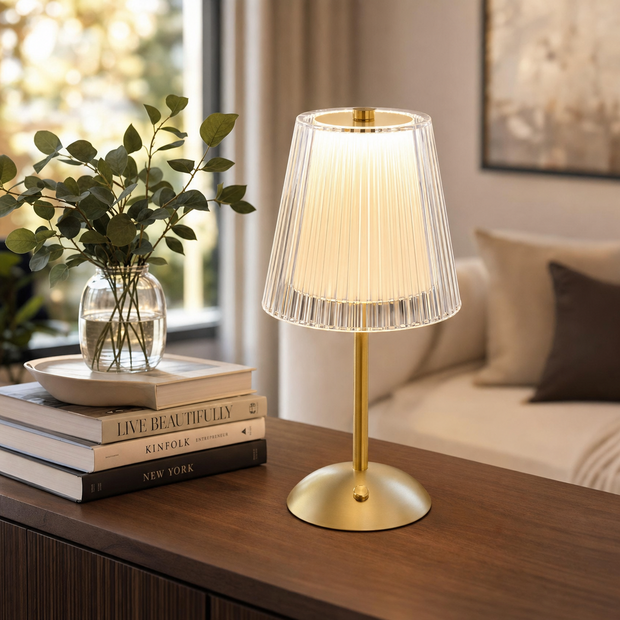 Celeste Cordless Touch Table Lamp – Rechargeable Luxury Accent Light with 3 Dimmable Modes