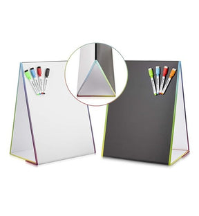 16" x 12.5" Double-Sided Magnetic Tabletop Whiteboard & Blackboard Easel