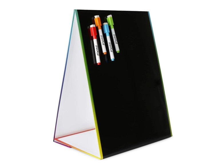 16" x 12.5" Double-Sided Tabletop Magnetic Easel and Blackboard
