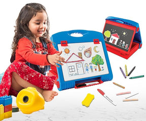 3-in-1 Portable Tabletop Kids Art Easel with Whiteboard & Blackboard