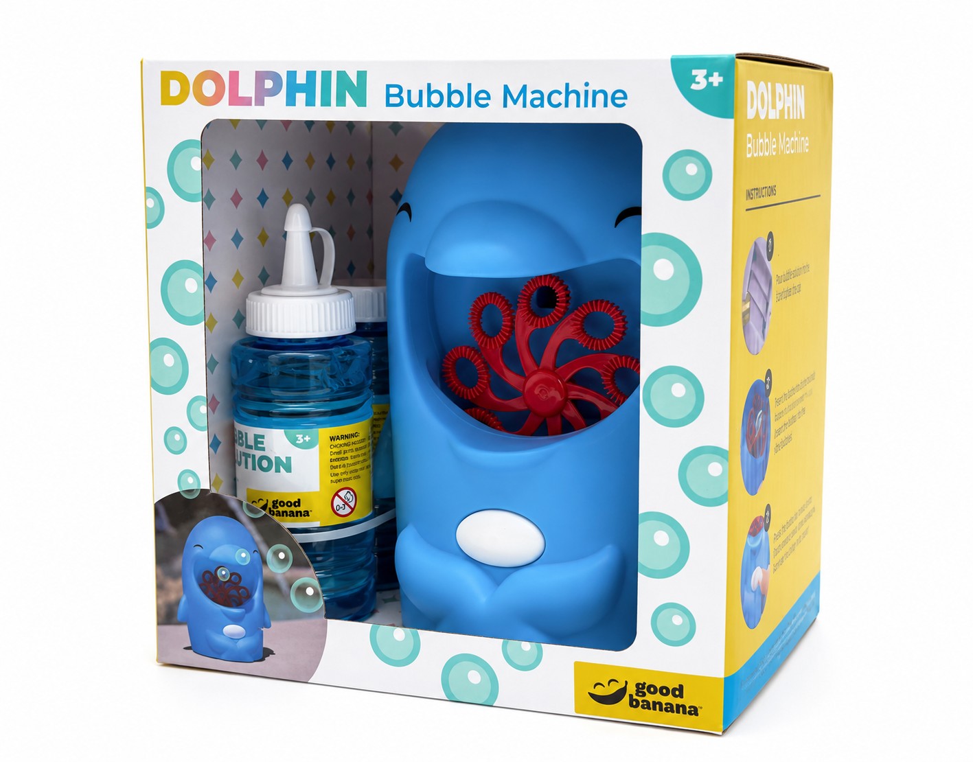 Cordless Dolphin Bubble Maker Machine with 2 Bottles of Bubble Mix