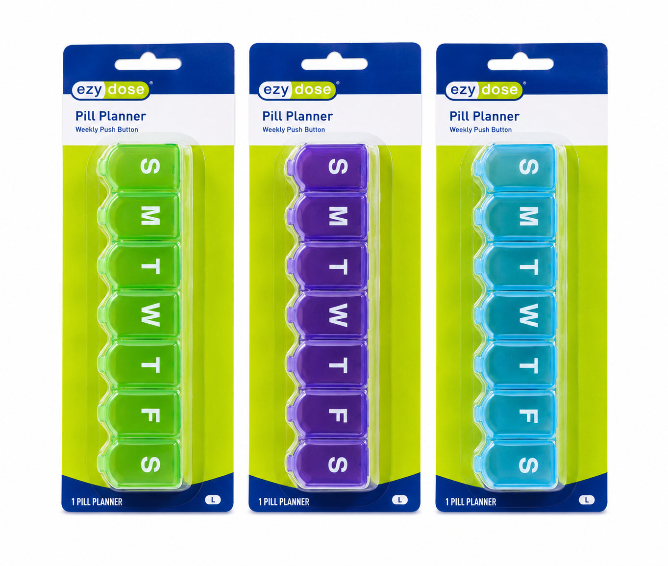 Ezy Dose 7-Day Push Button Pill Case (Medium 5.6" x 1.6")