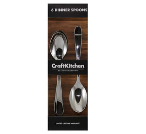 Craft Kitchen 6-Piece Stainless Steel Classic Dinner Spoons Set