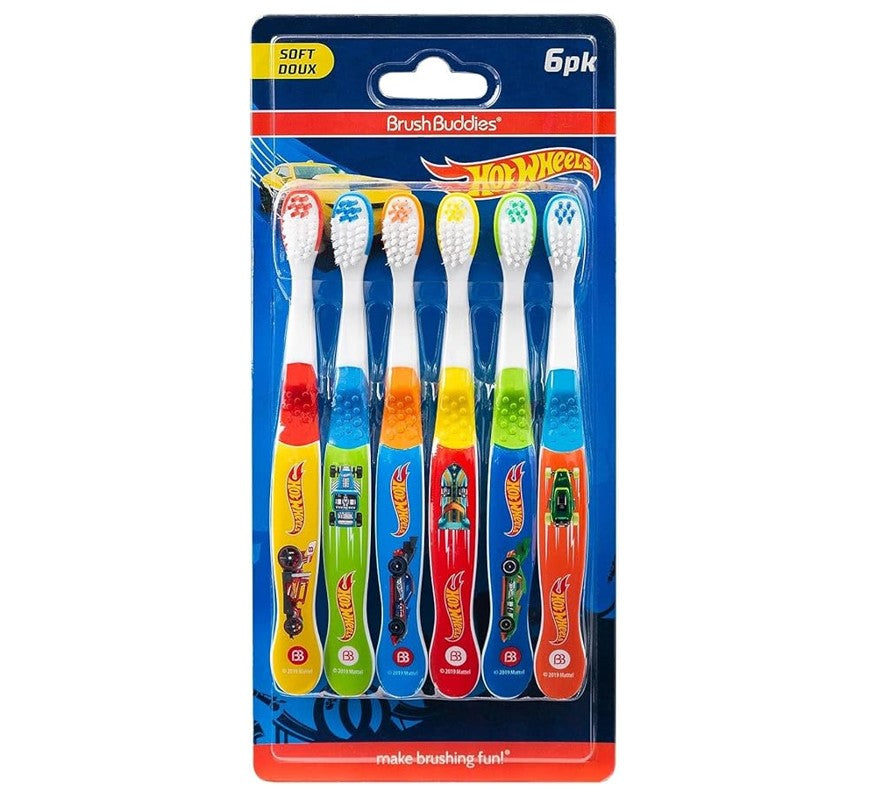 Brush Buddies Hot Wheels Kids Soft Toothbrush 6-Pack